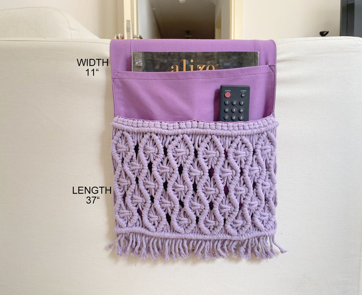 Lilac Macrame Armrest Organizer