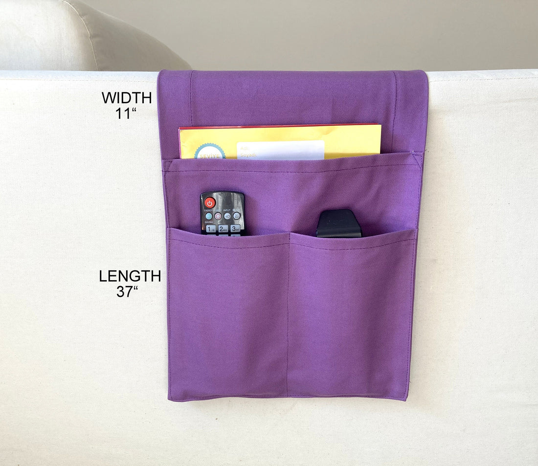 Purple Armrest Organizer,Remote Control Holder,Canvas Armchair Organizer,Birthday Gift,Magazine Holder