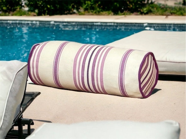 Unique Lilac Striped Outdoor Bolser Pillow Cover