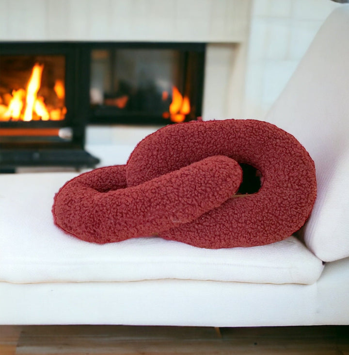 Burgundy Boucle Chain Link Pillow