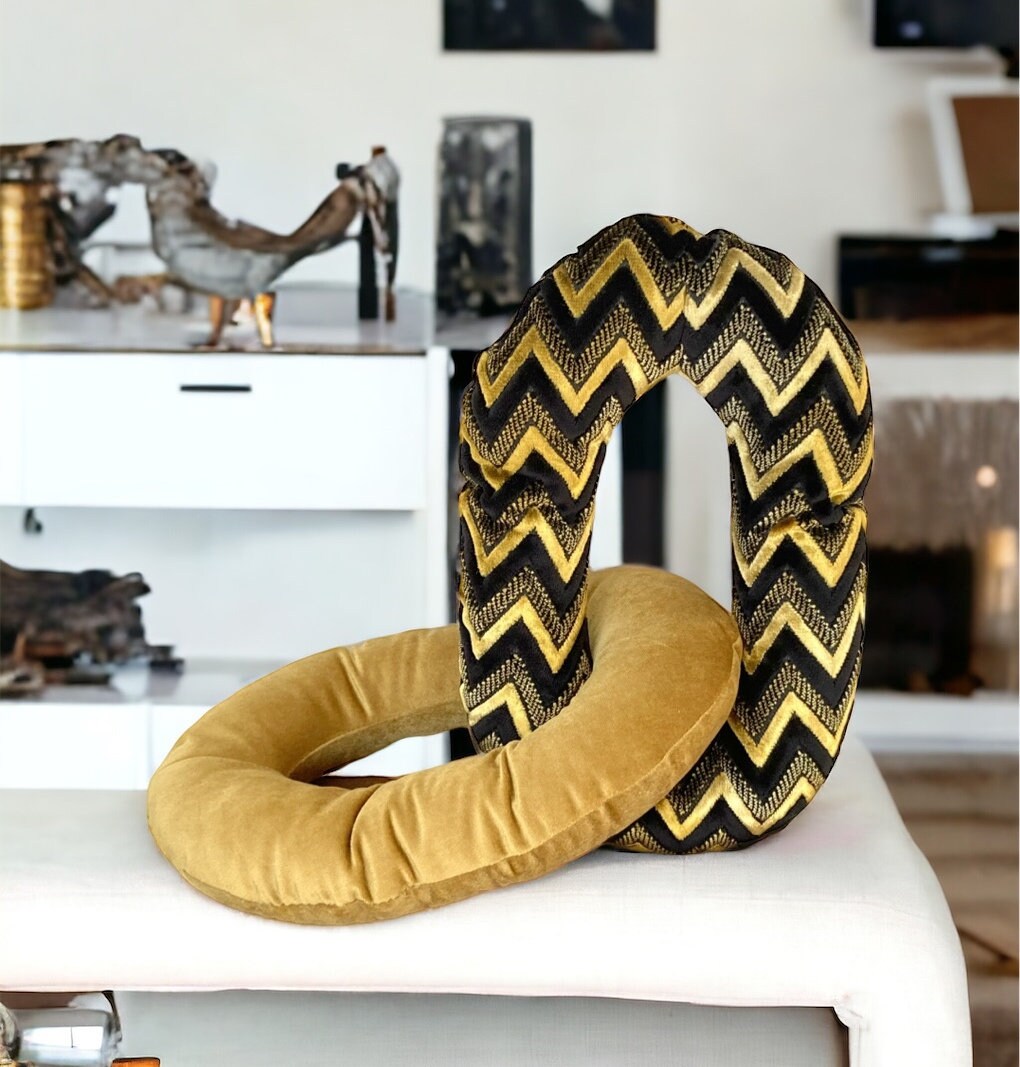 Unique Gold Chevron Velvet Chain Link Pillow