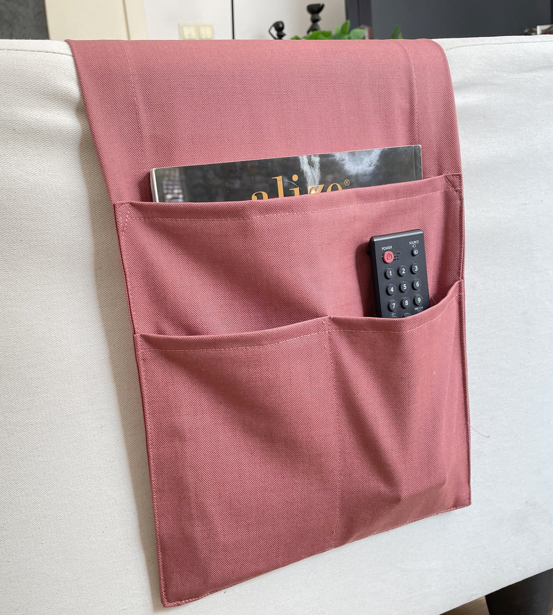 Rose Pink Armrest Organizer,Remote Control Holder,Storage Basket,Magazin Holder