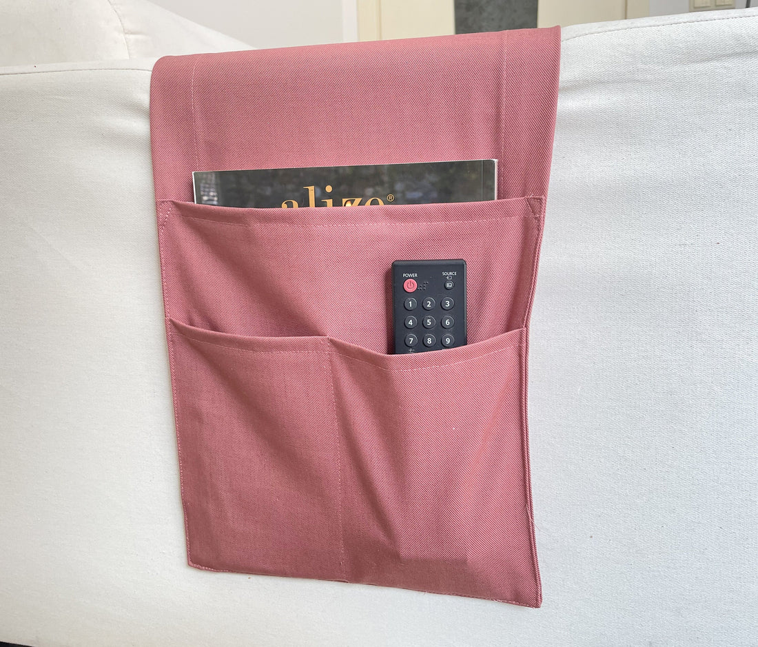 Rose Pink Armrest Organizer,Remote Control Holder,Storage Basket,Magazin Holder