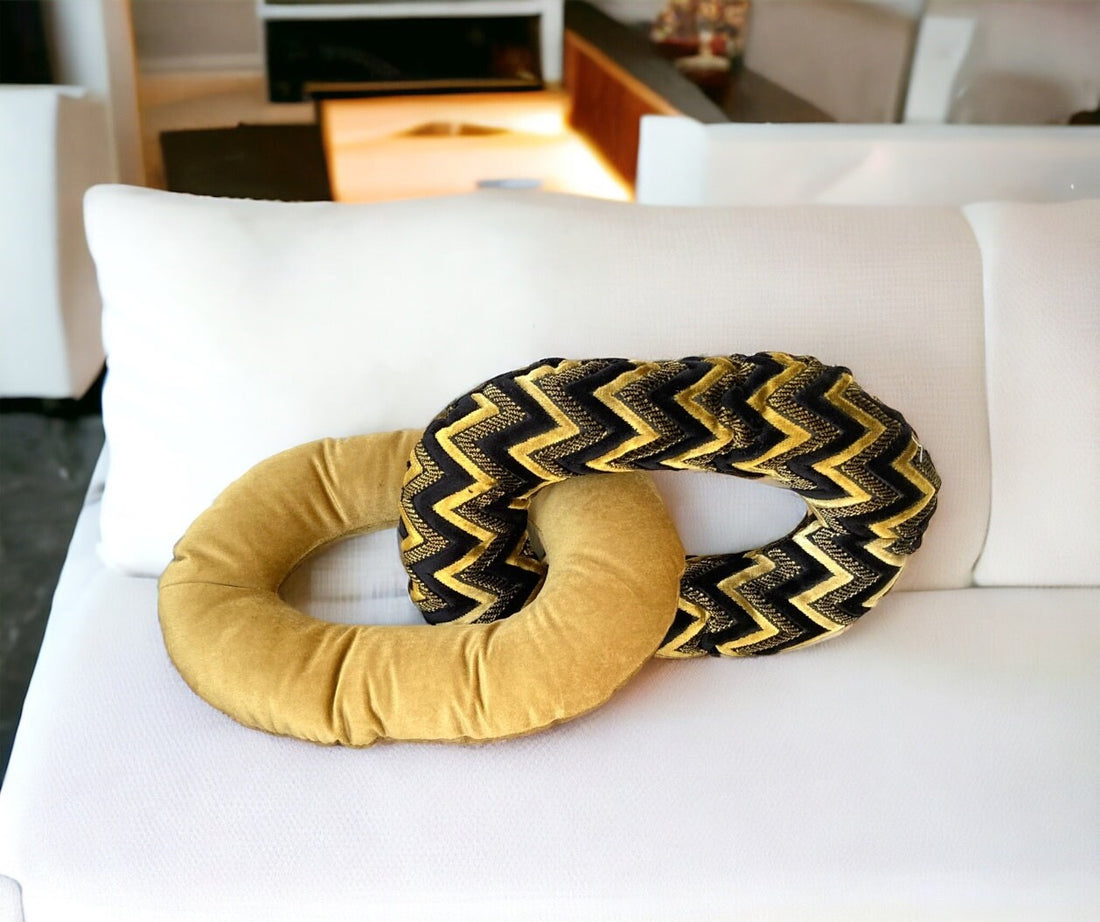 Unique Gold Chevron Velvet Chain Link Pillow