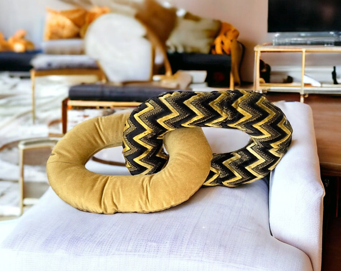 Unique Gold Chevron Velvet Chain Link Pillow