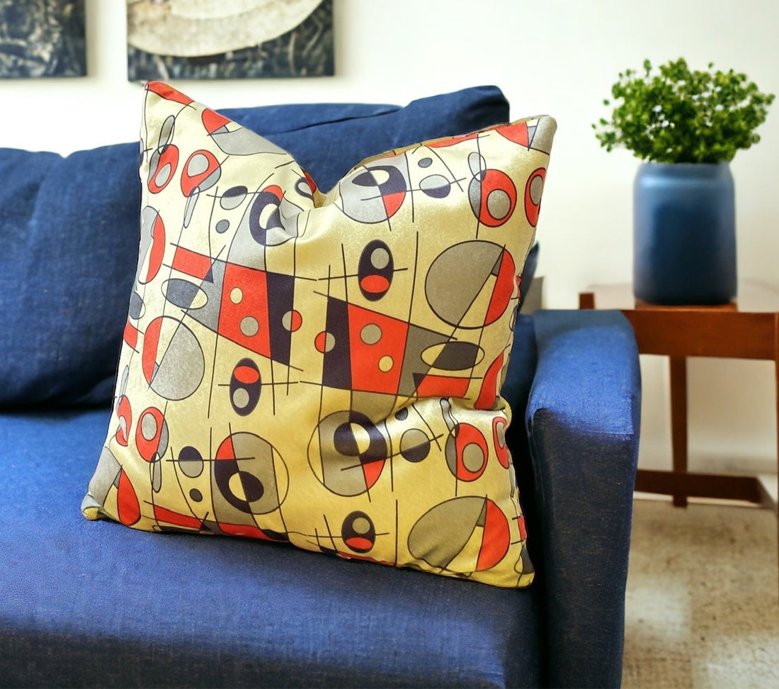 Yellow Geometric Modern Velvet Pillow Cover