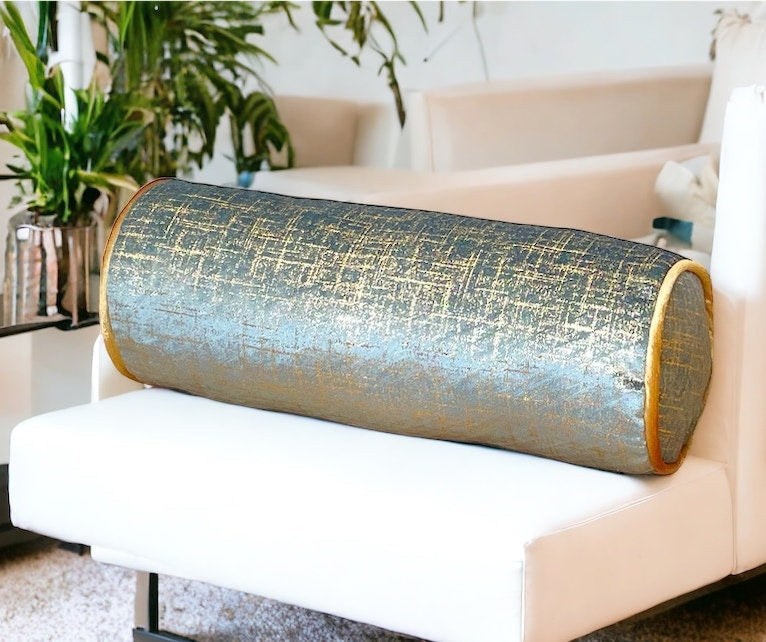 Bolster Velvet Pillow Cover with Gold Details