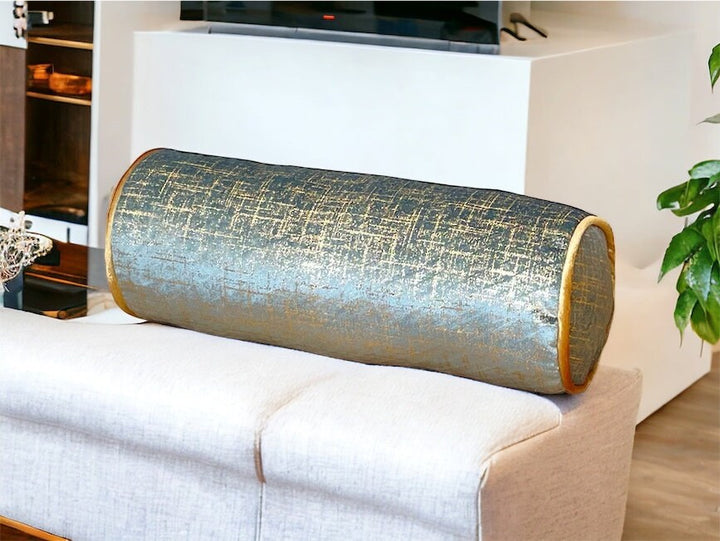 Bolster Velvet Pillow Cover with Gold Details