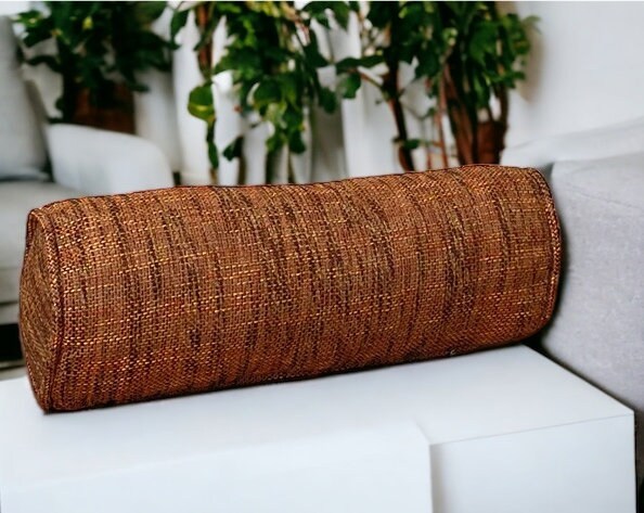 Rust Decorative Linen Bolster Pillow Covers-Birthday gift-Piping bolster