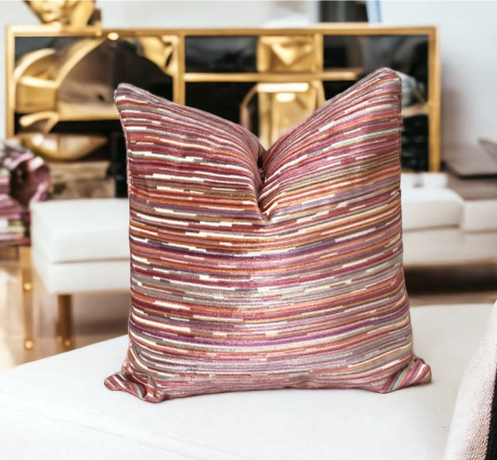 Striped Velvet Multicolor Decorative Pillow Cover