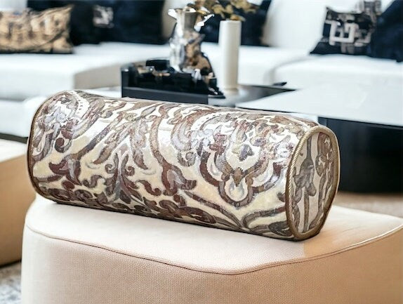 Floral Gold Bolster Pillow Cover