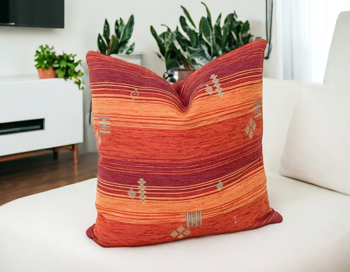 Orange Kilim Design Velvet Pillow Cover