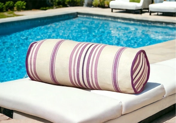 Unique Lilac Striped Outdoor Bolser Pillow Cover