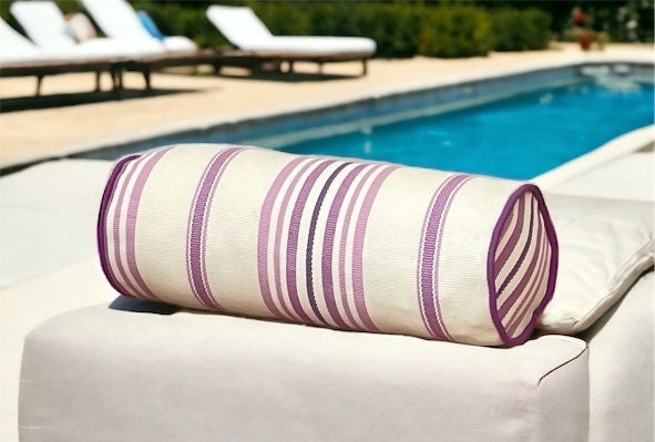 Unique Lilac Striped Outdoor Bolser Pillow Cover