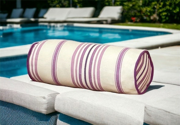 Unique Lilac Striped Outdoor Bolser Pillow Cover