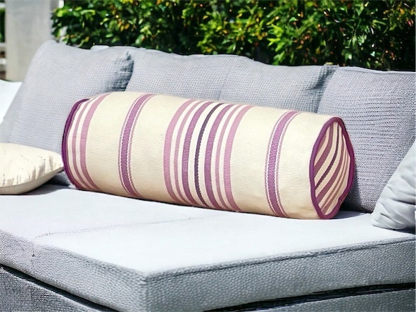 Unique Lilac Striped Outdoor Bolser Pillow Cover