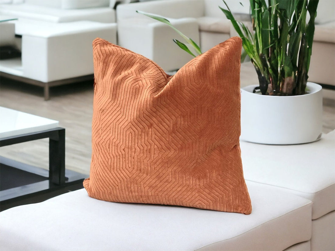 Camel Geometric Velvet Pillow Cover