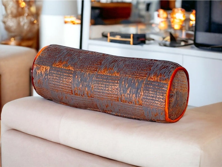 Luxurious Rust Bolster Velvet Pillow Cover