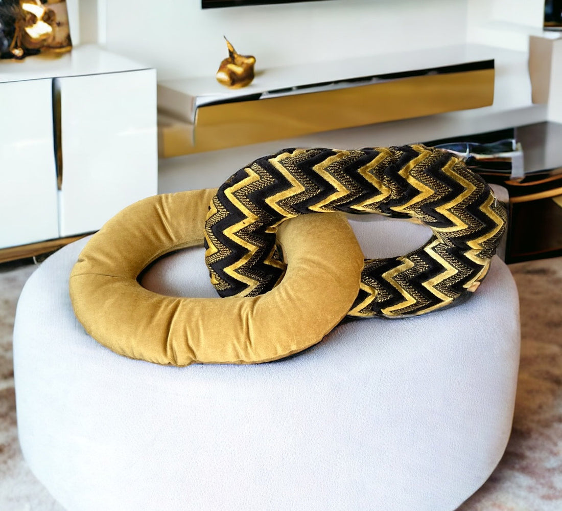 Unique Gold Chevron Velvet Chain Link Pillow