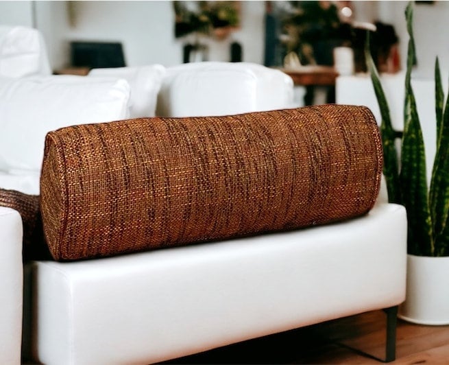 Rust Decorative Linen Bolster Pillow Covers-Birthday gift-Piping bolster