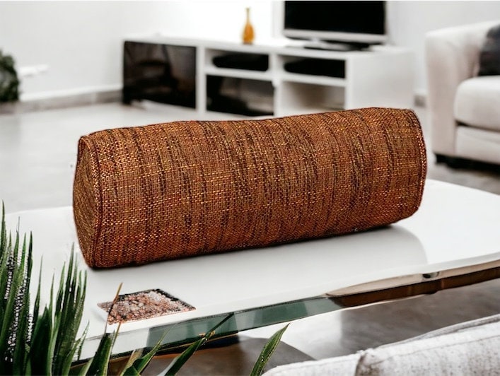 Rust Decorative Linen Bolster Pillow Covers-Birthday gift-Piping bolster