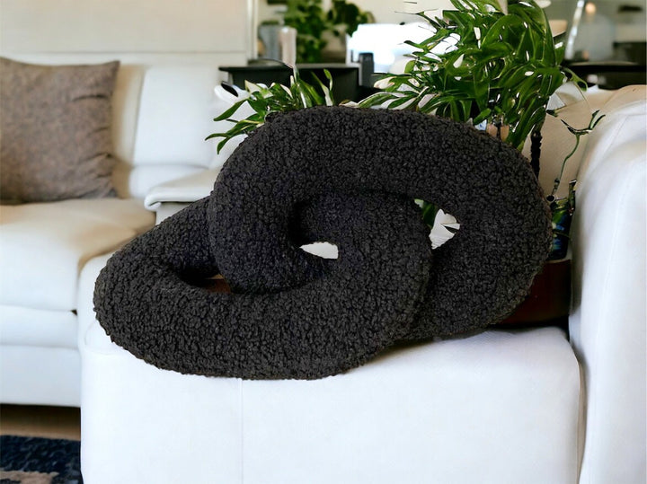 Black Unique Boucle Chain Link Pillow