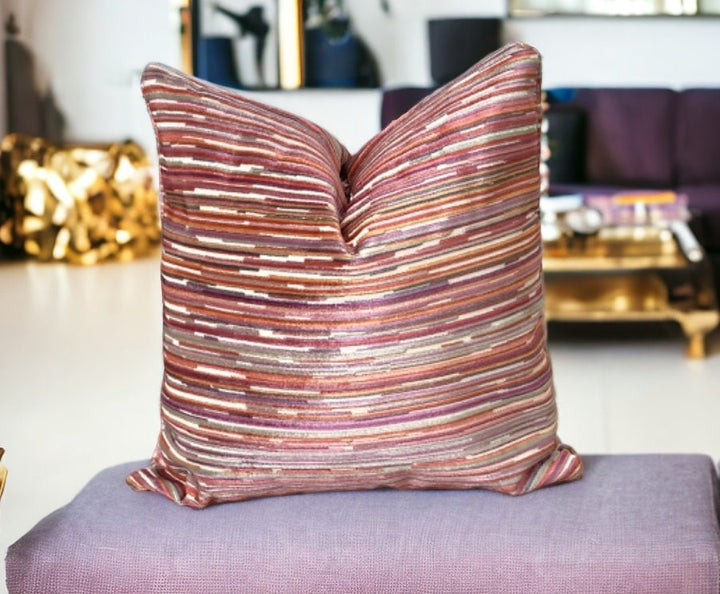 Striped Velvet Multicolor Decorative Pillow Cover