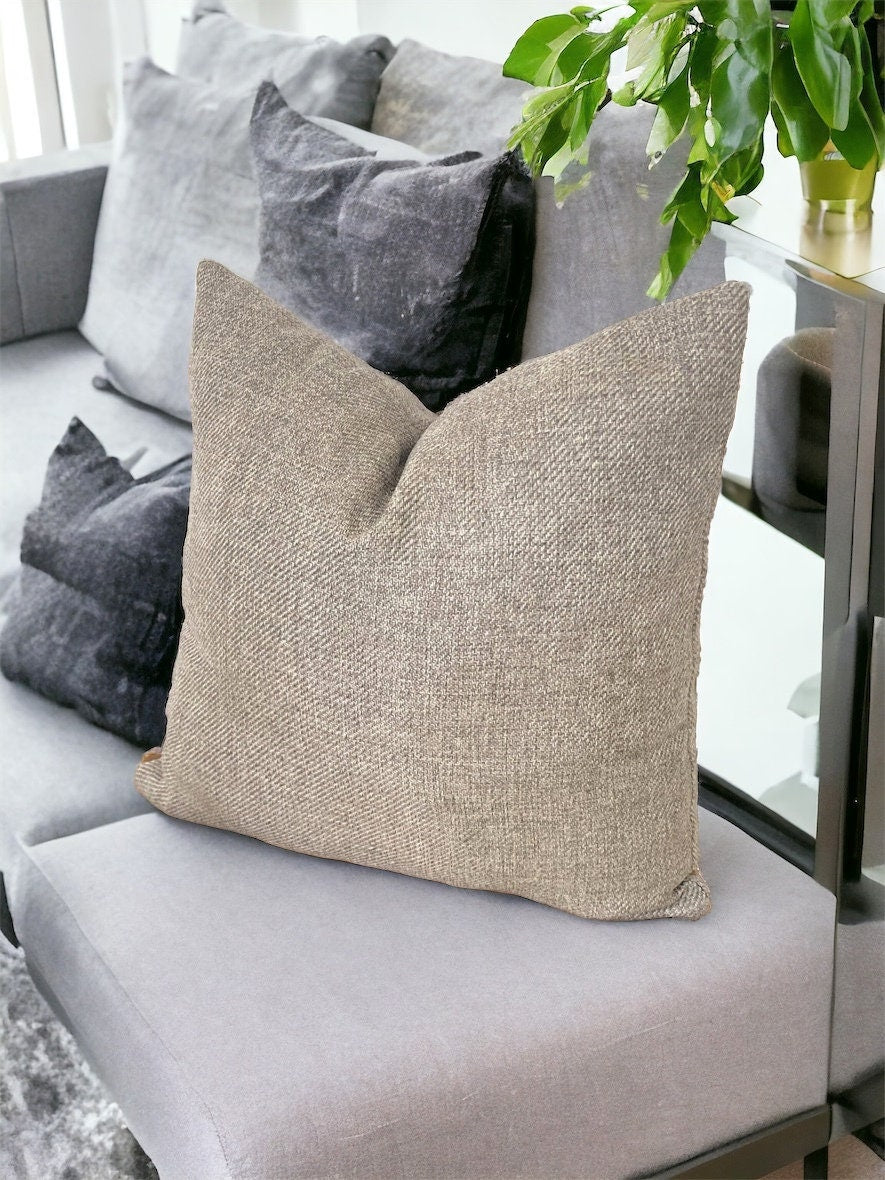 Beige Linen Unique Pillow Cover