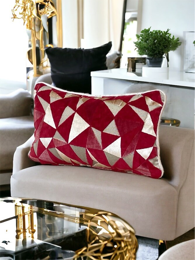 Lumbar Velvet Pillow Cover with Piping