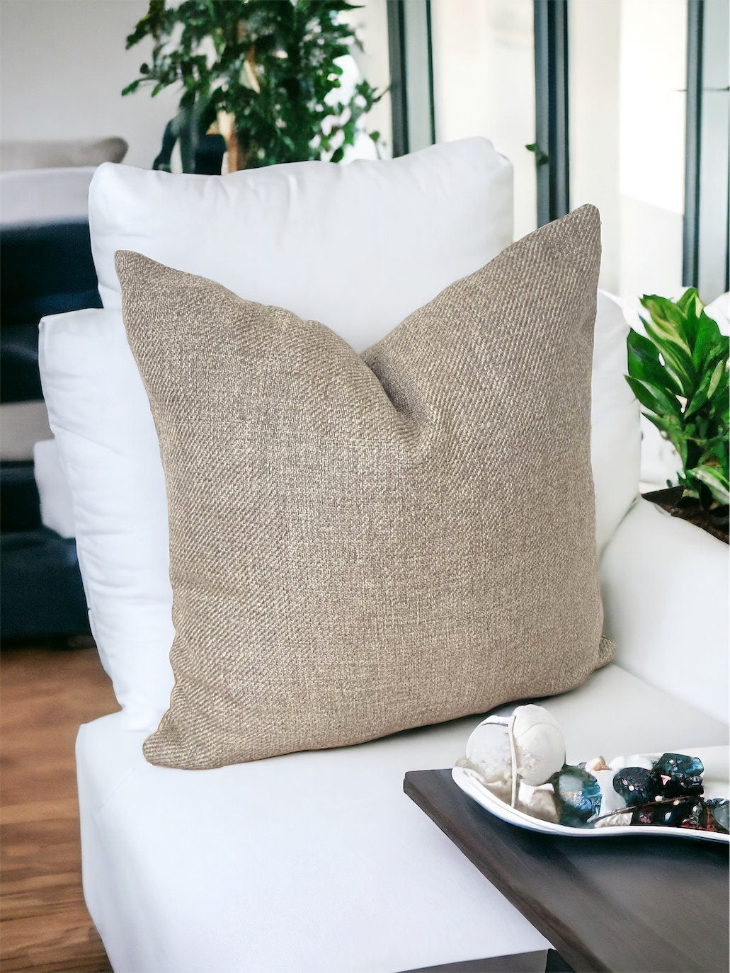 Beige Linen Unique Pillow Cover