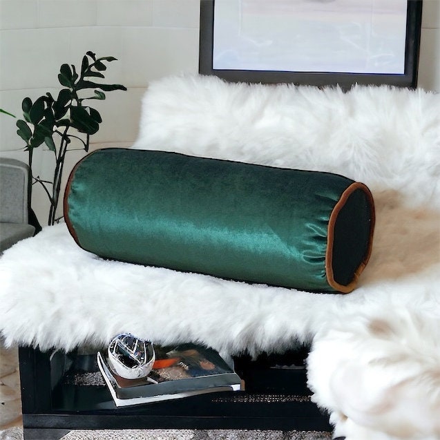 Green Velvet Bolster Pillow Cover