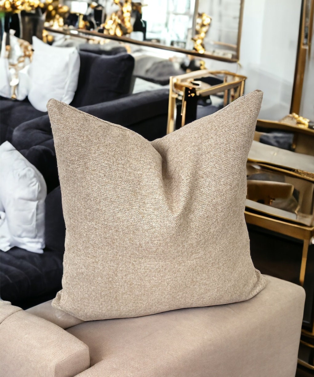 Beige Linen Pillow Cover