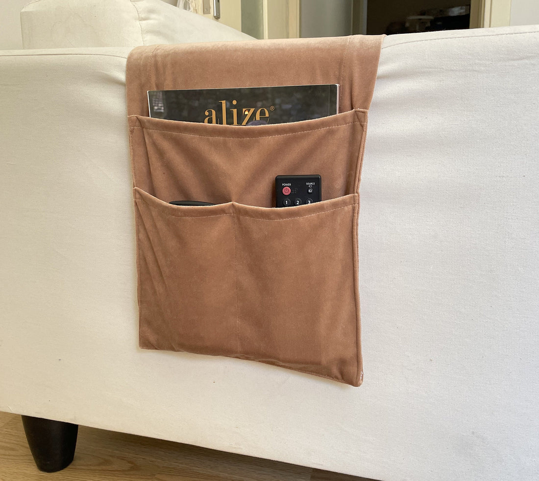 Camel Velvet Armrest Organizer