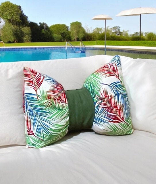 Floral Canvas Outdoor Bow Pillow