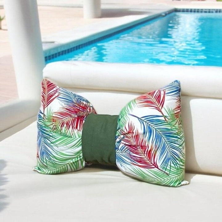 Floral Canvas Outdoor Bow Pillow