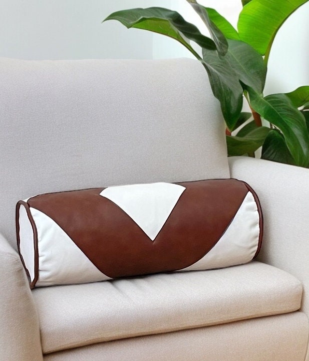 White Velvet Faux Leather Bolster Pillow Cover