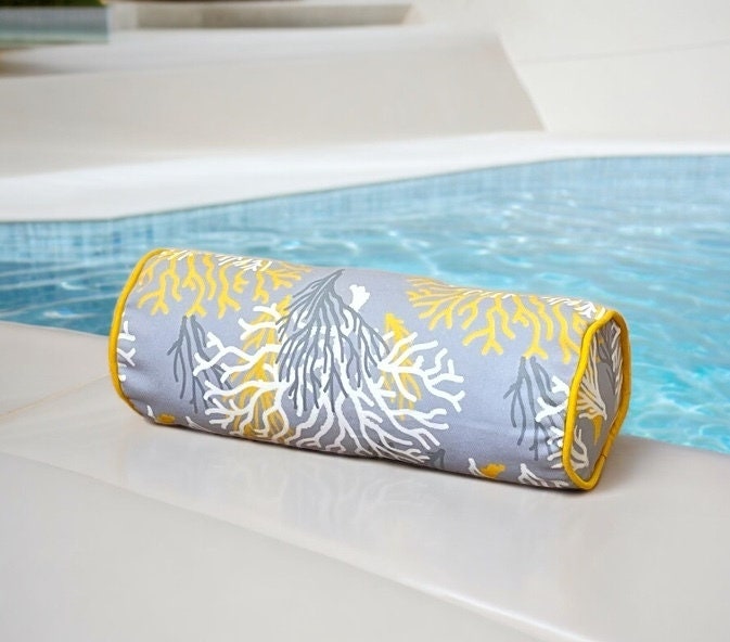 Gray and Yellow Coral Piping Bolster Cover