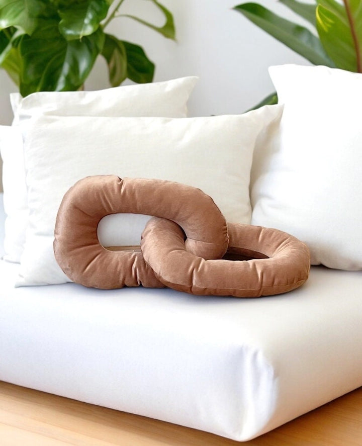 Velvet Chain Link Pillow,Light  Camel Velvet Pillow,Modern Pillows