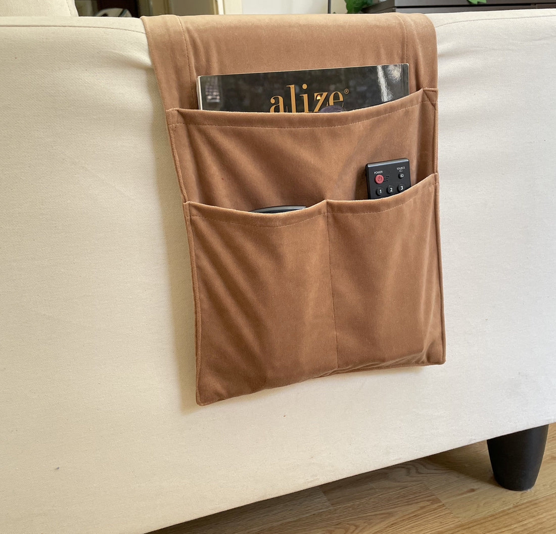 Camel Velvet Armrest Organizer