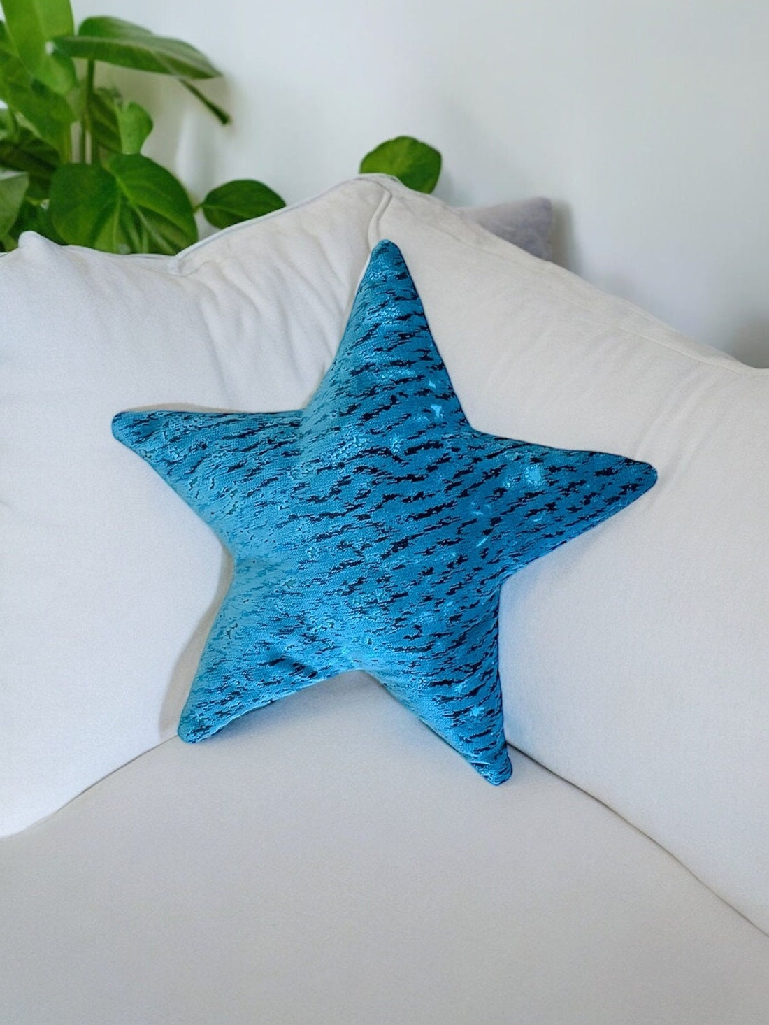 Turquoise Velvet Star Shaped Pillow