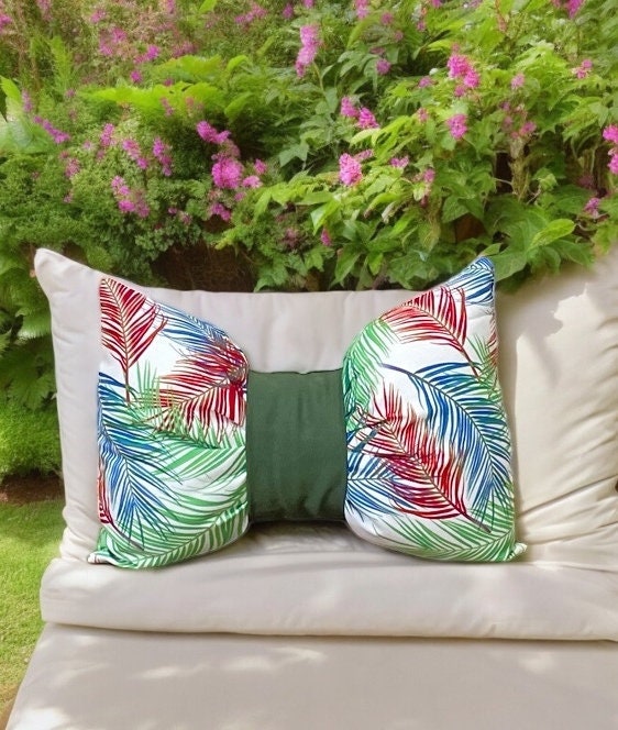 Floral Canvas Outdoor Bow Pillow