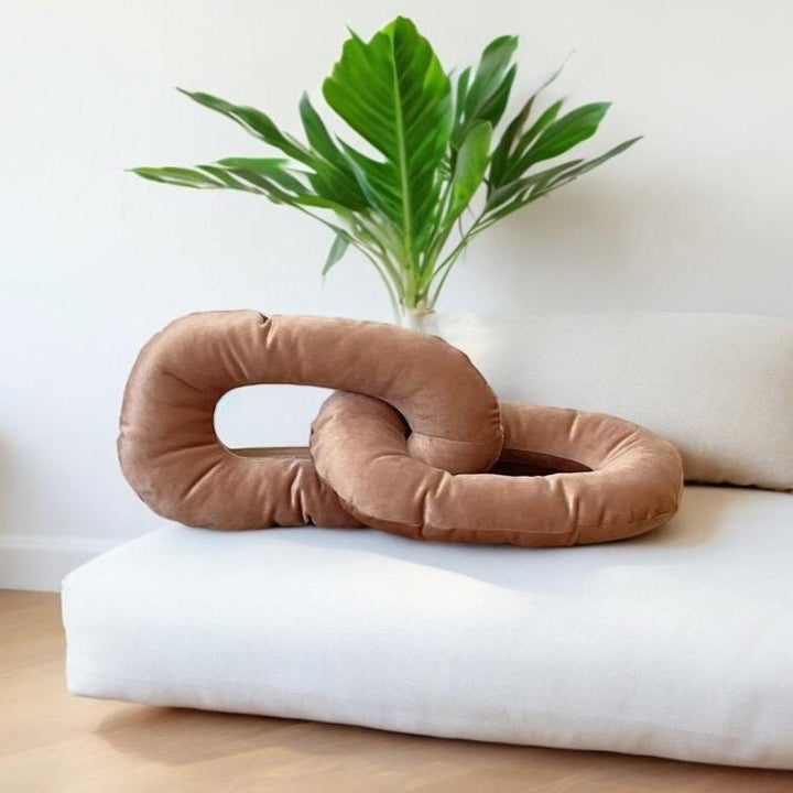 Velvet Chain Link Pillow,Light  Camel Velvet Pillow,Modern Pillows