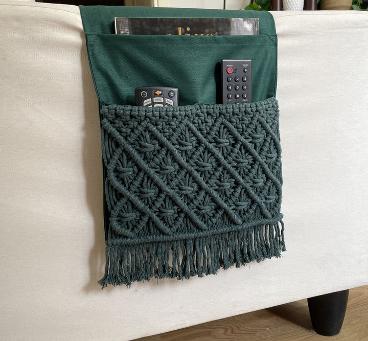 Canvas Macrame Armrest Organizer 11x37"