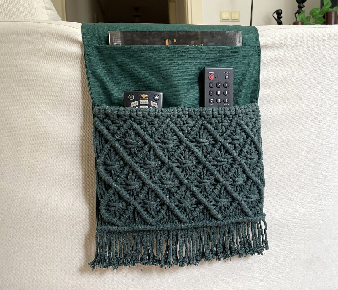 Canvas Macrame Armrest Organizer 11x37"