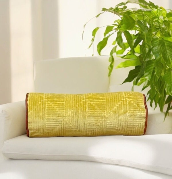 Geometric Mustard Yellow Velvet Pillow Cover