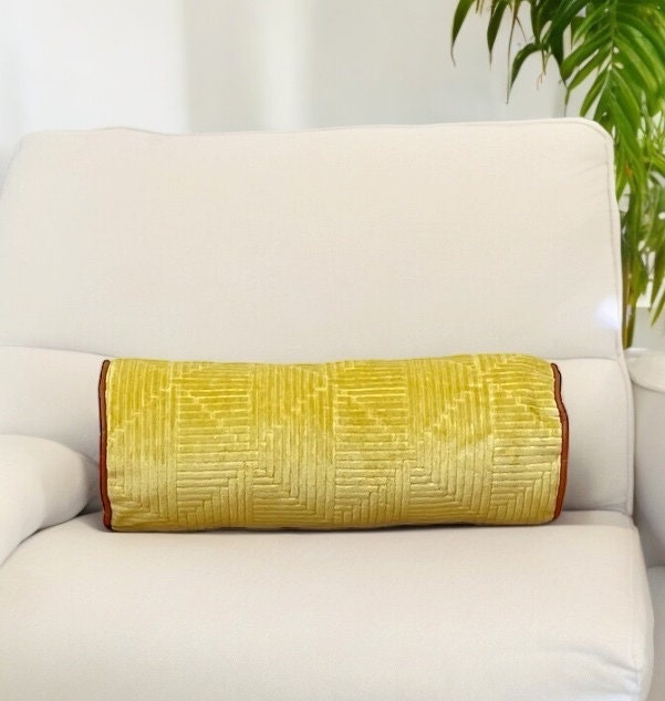 Geometric Mustard Yellow Velvet Pillow Cover