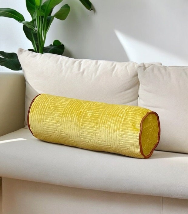 Geometric Mustard Yellow Velvet Pillow Cover