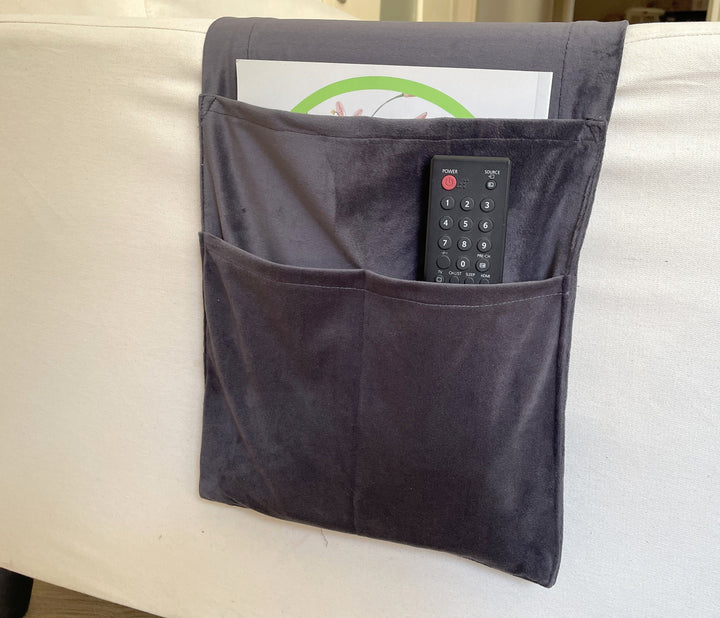 Charcoal Velvet Armrest Organizer