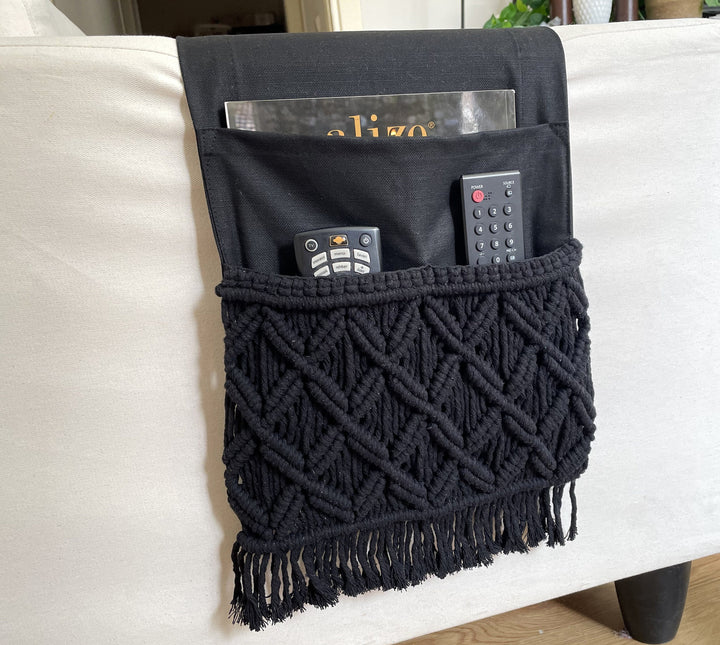 Canvas  Macrame Armrest Organizer 11x37"