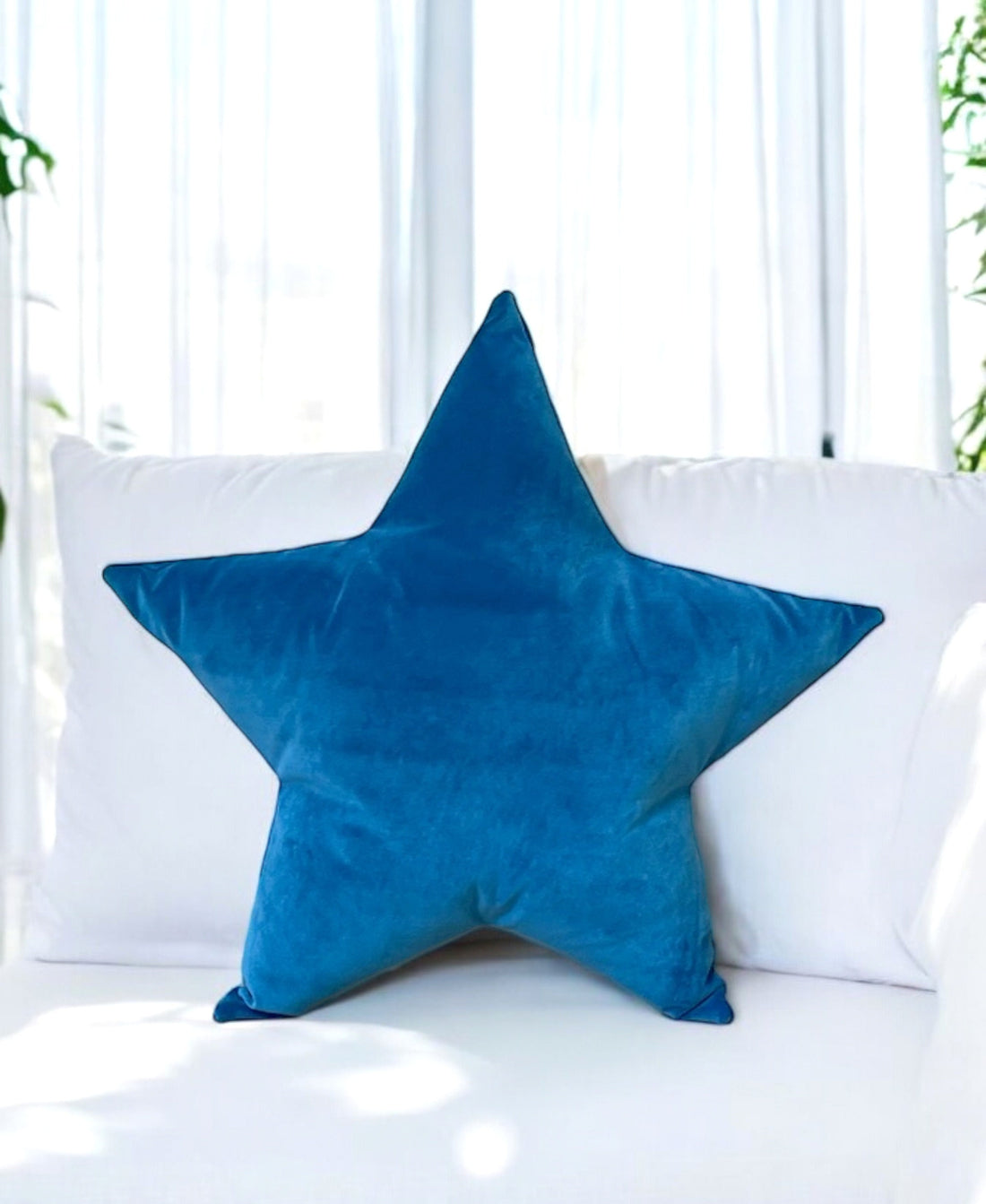 Royal Blue Velvet Star Shaped Pillow